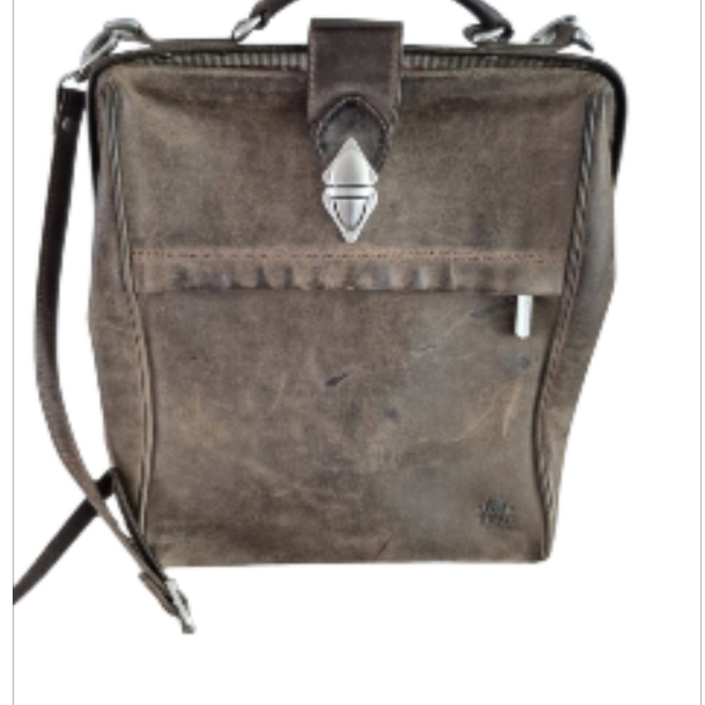 Bear Design Unisex Bag Dark Nature Leather